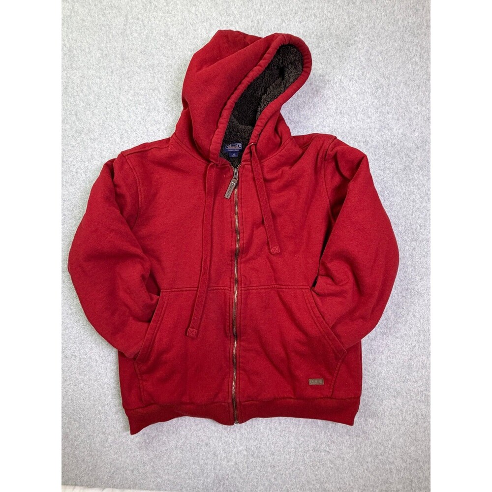 Smith’s Workwear Men’s Fleece Lined Hoodie Red Full Zip Work Jacket M